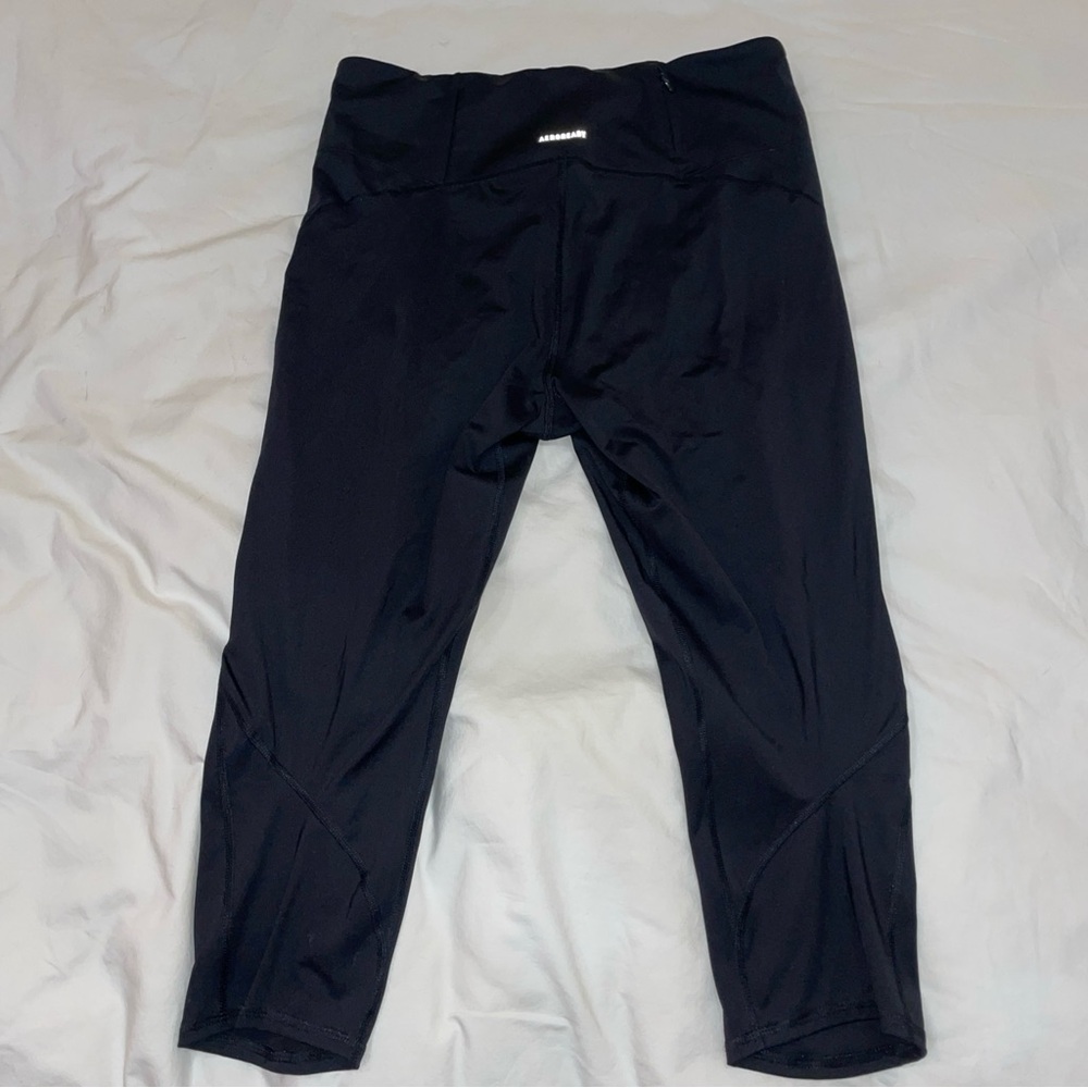 Adidas Black Running Cropped Leggings L Climalite Reflective - Picture 5 of 6